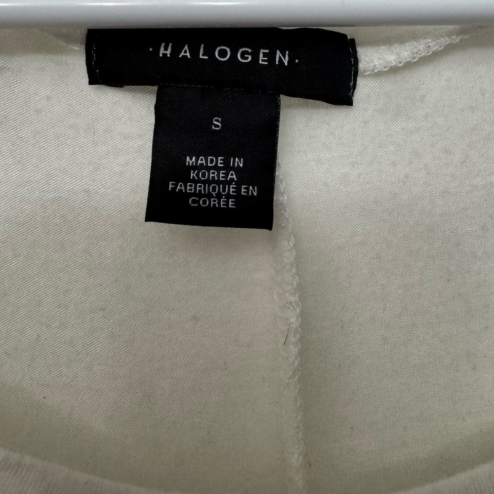 Halogen White Long Sleeve Top | Classic Minimalist Basic Shirt - Picture 3 of 3